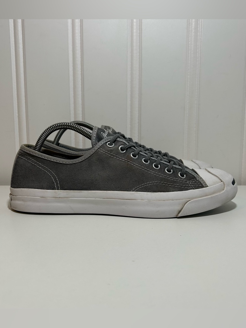 Converse jack Purcell Men's Gray Low-Top Canvas Sneakers with White Sole